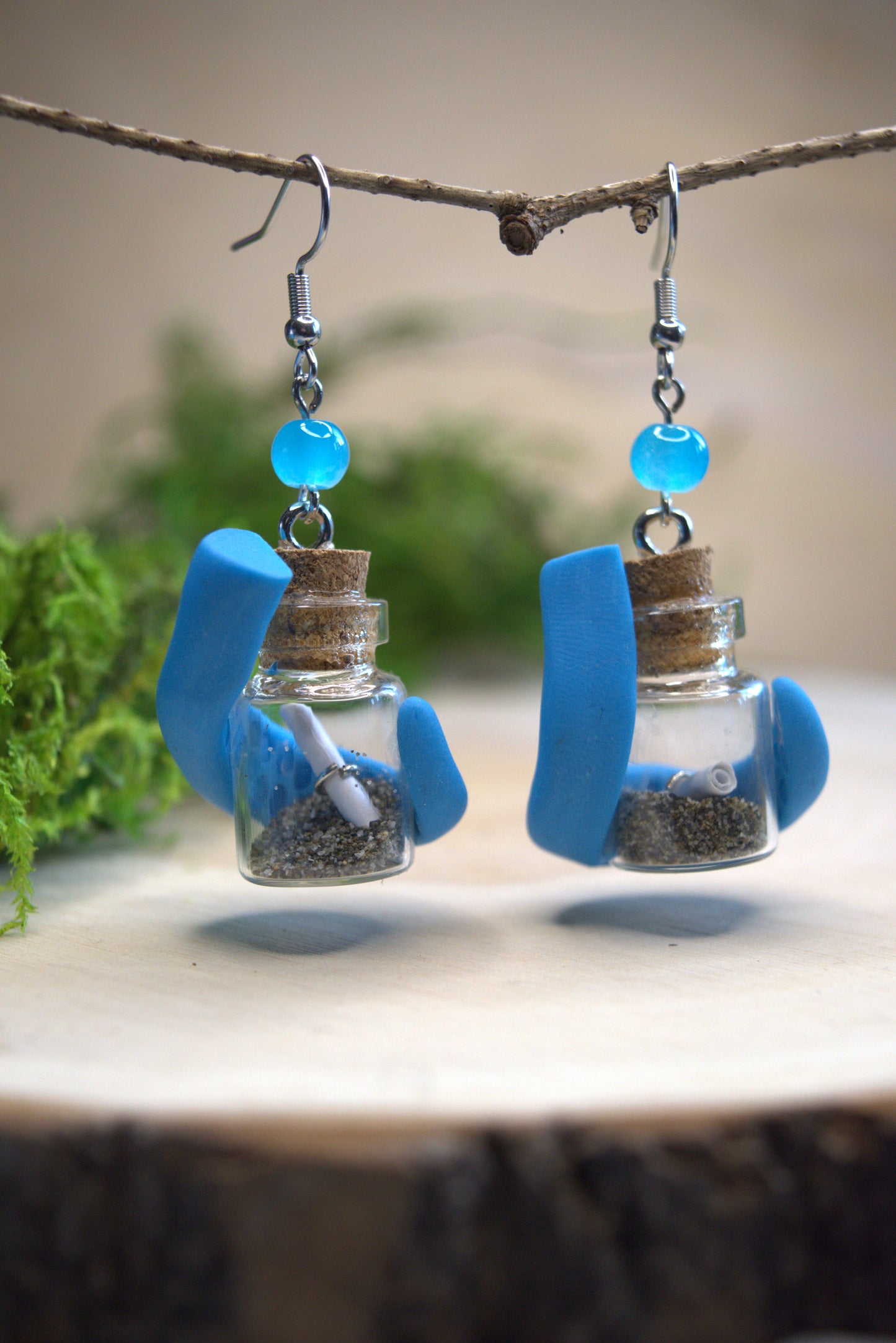 Handmade Tentacle Message in a Bottle Earrings