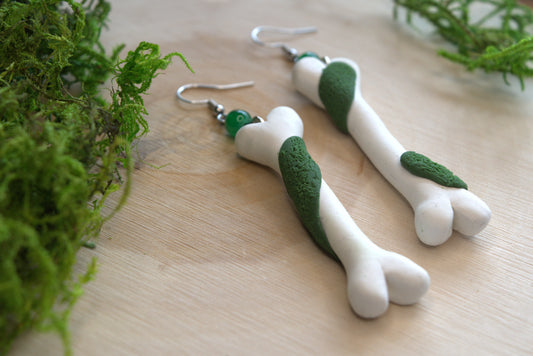 Handmade Clay Mossy Bone Earrings