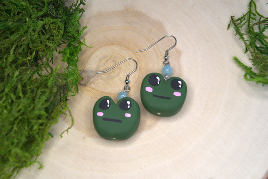Handmade Clay Frog Earrings